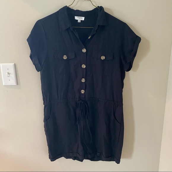 Umgee Black Button Pocket Romper - Picture 1 of 7